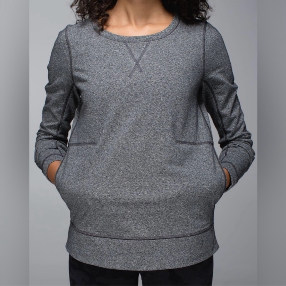 Lululemon Exhalation Pullover II in Heather Marled Black Size 12